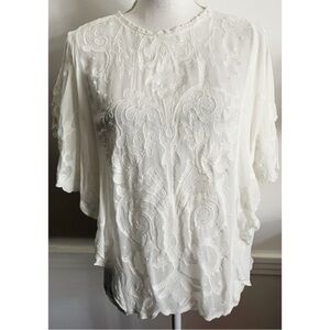 Generation Love • White Ivory Embellished Drapey Sleeve Blouse